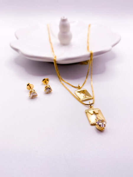 Gold Heart and Cross Set