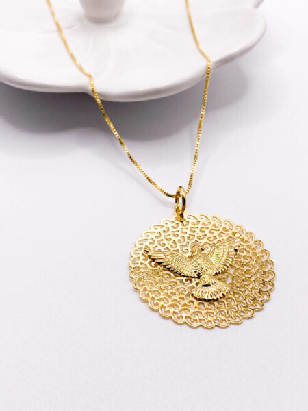 Gold Round Eagle Necklace