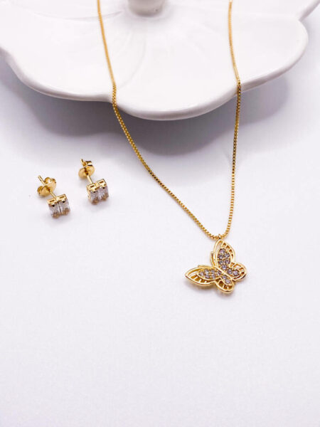 Gold White Butterfly Set