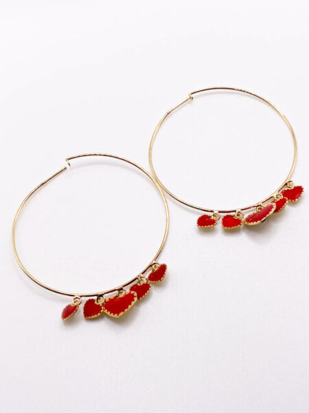 Gold Five Hearts Earrings