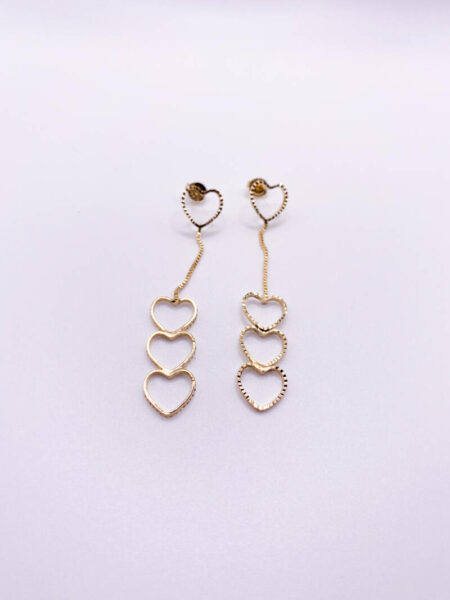 Gold Hearts Aligned Earrings