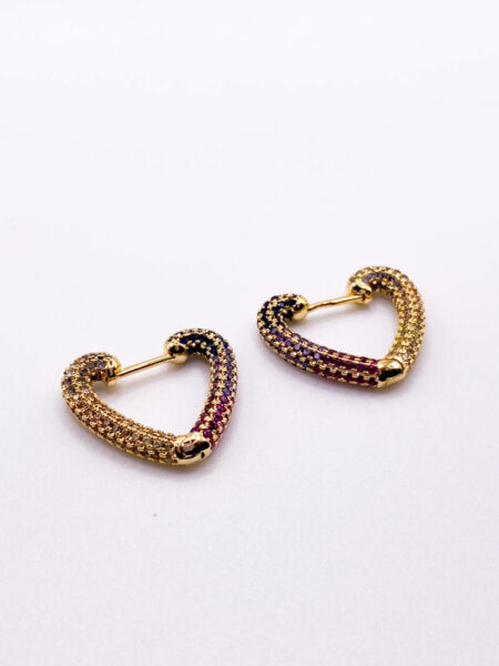 Gold Colorful Heart Earrings